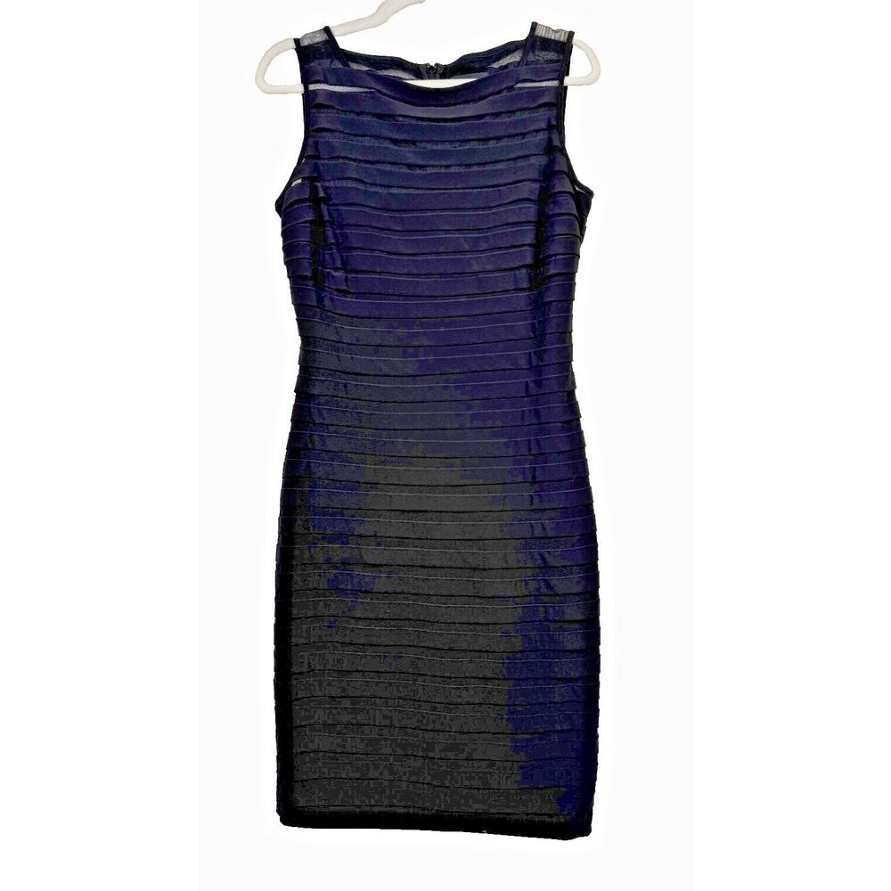 Adrianna Papell Sleeveless Banded Tiered Sheath Black Dress Size 10
